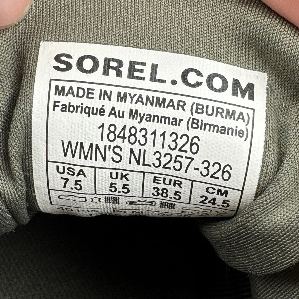 Sorel Shoes Womens Size 7.5 Out N About Walking Waterproof Green NL3257-326